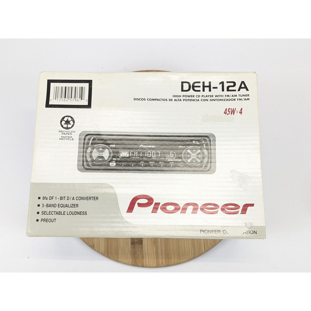 Pioneer DEH-12A NOS Car Stereo New Old Stock Open Box Super Tuner III - 45Wx4